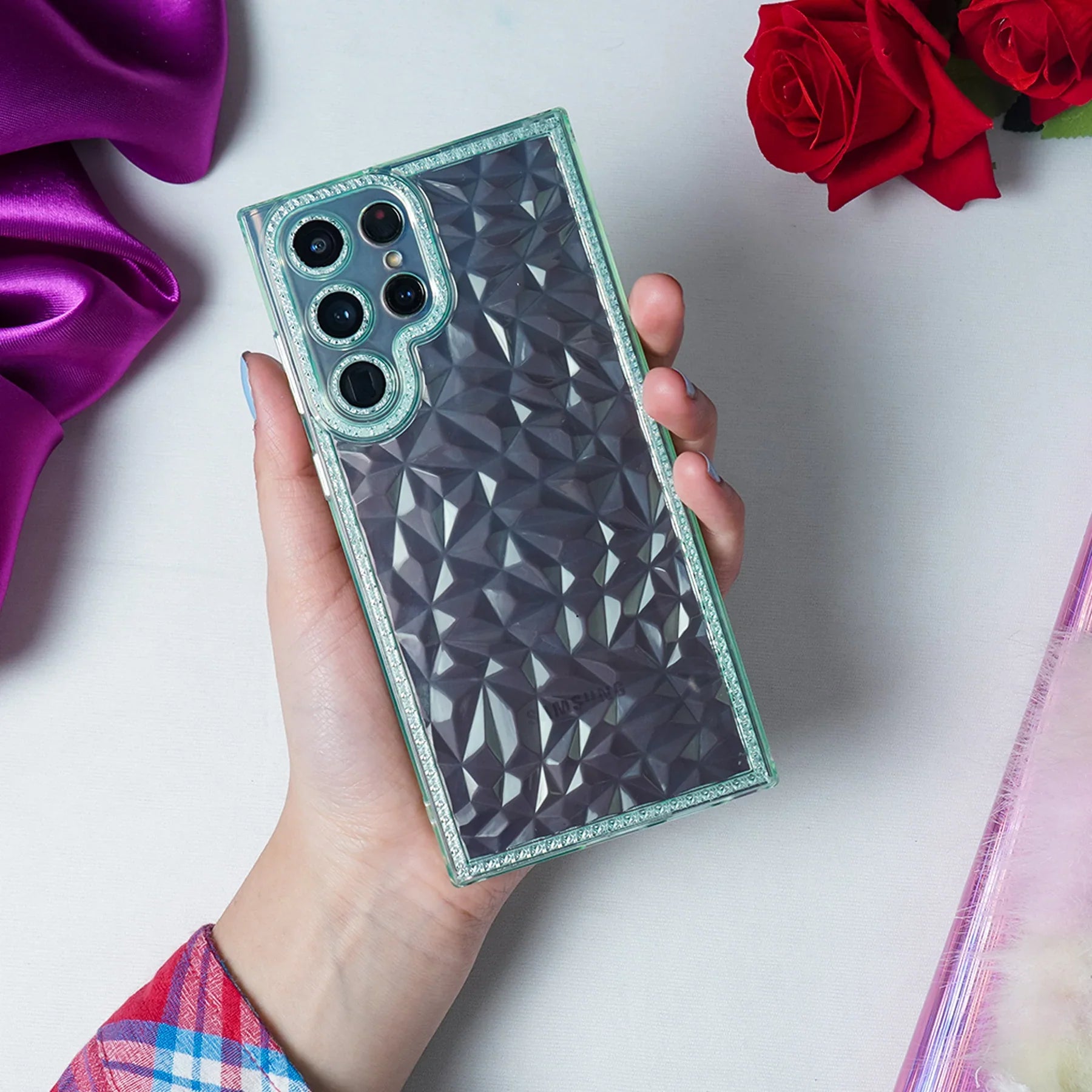 Diamond Pattern Transparent Case - Samsung