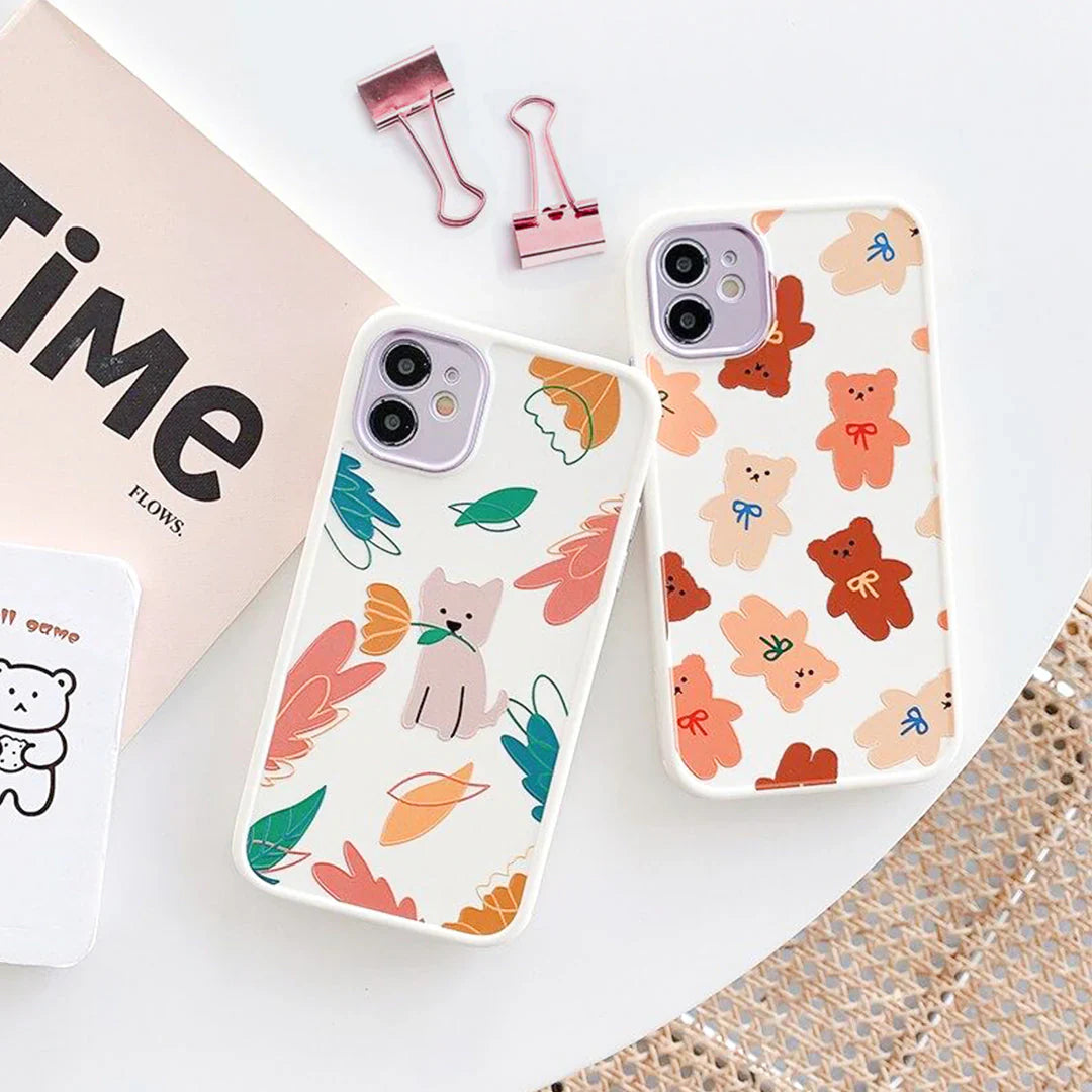 Cartoon Print Silicone Case with Camera Protection