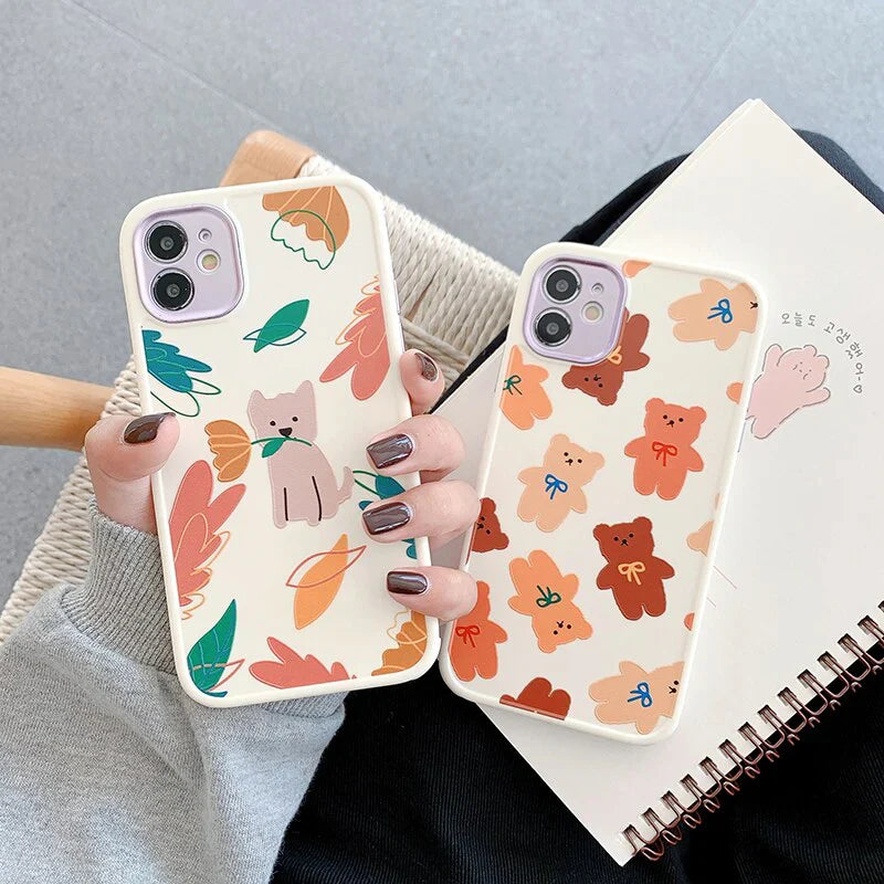 Cartoon Print Silicone Case with Camera Protection