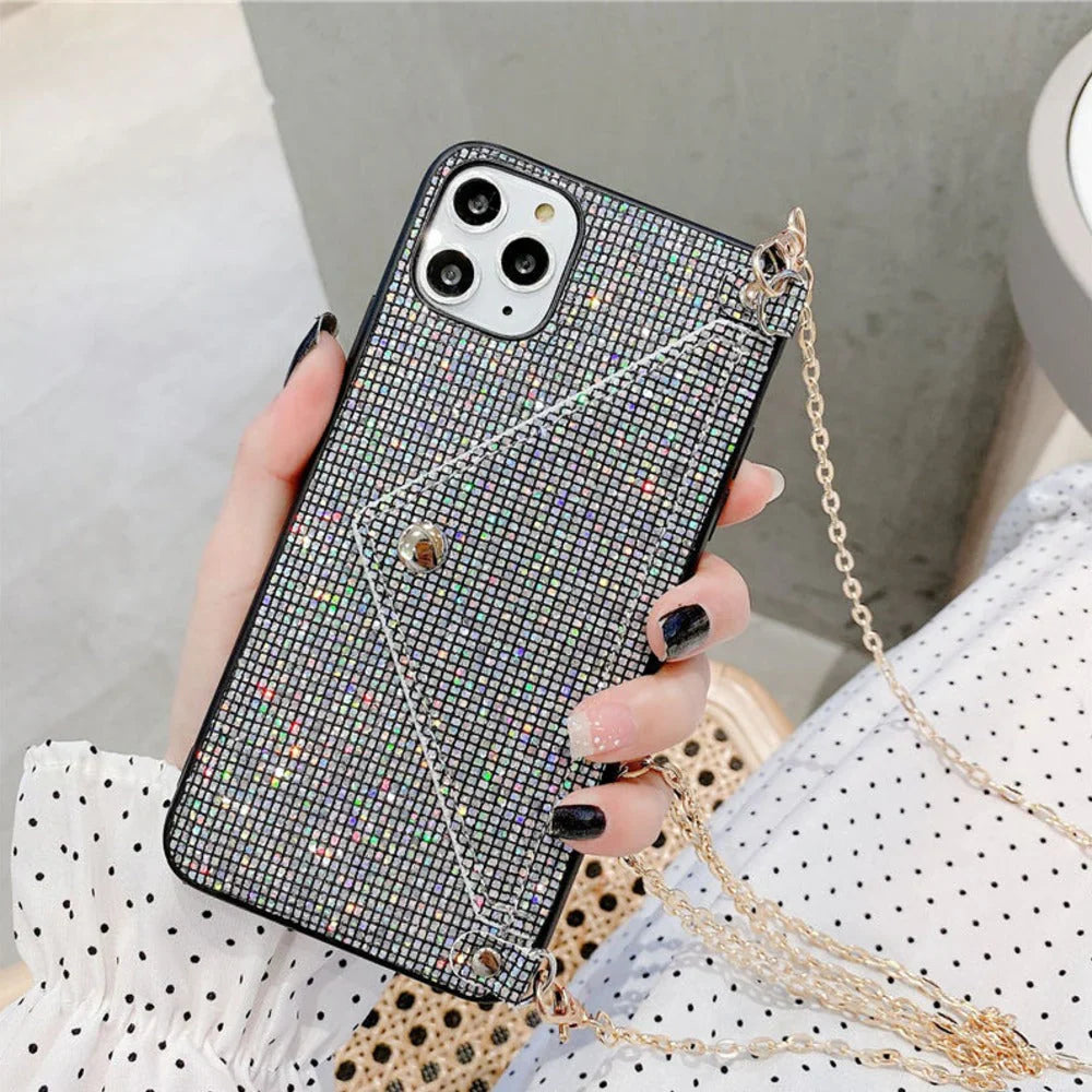Shining Crystals Wallet Crossbody Chain Case