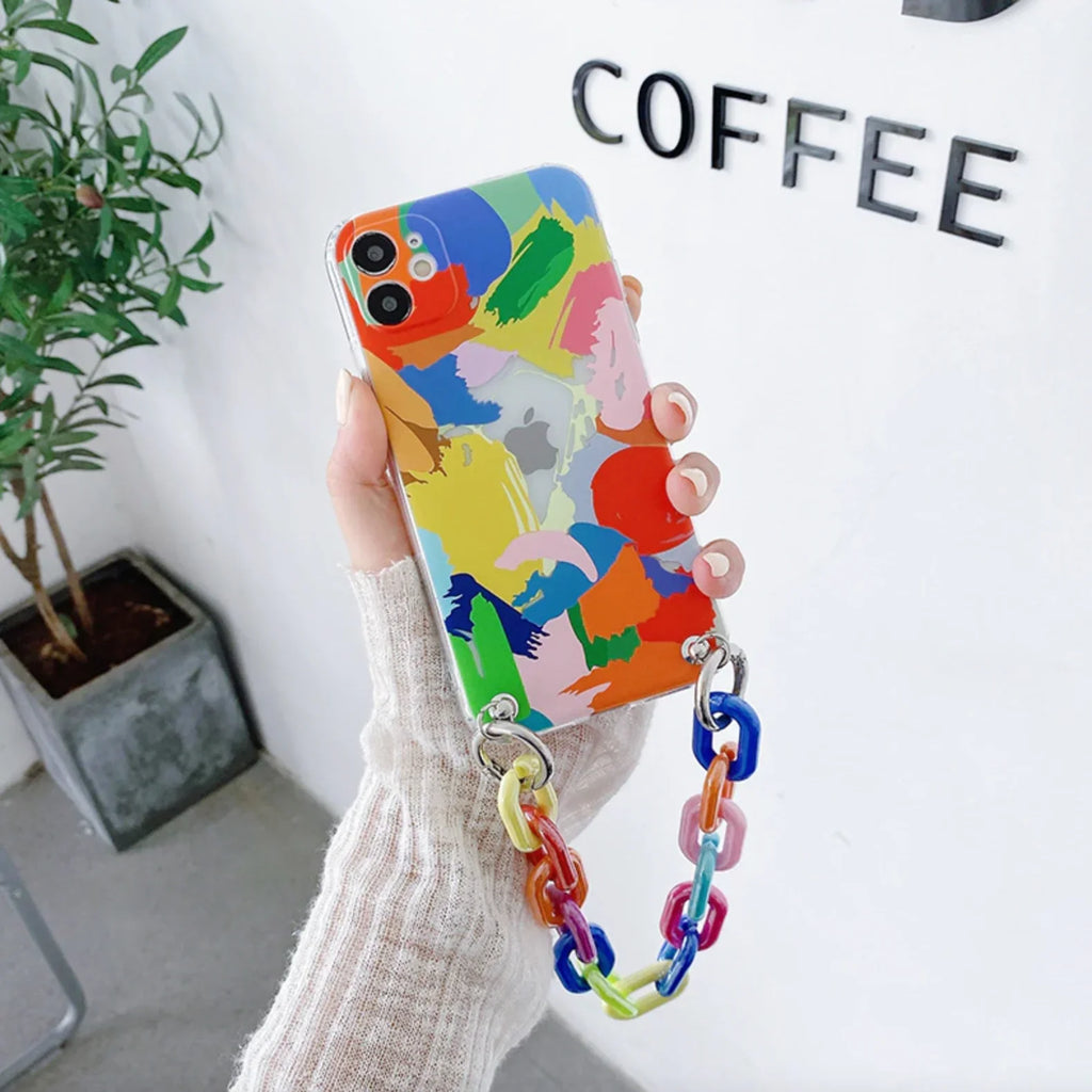 Aesthetic Artsy Painted Soft TPU Case with Bracelet