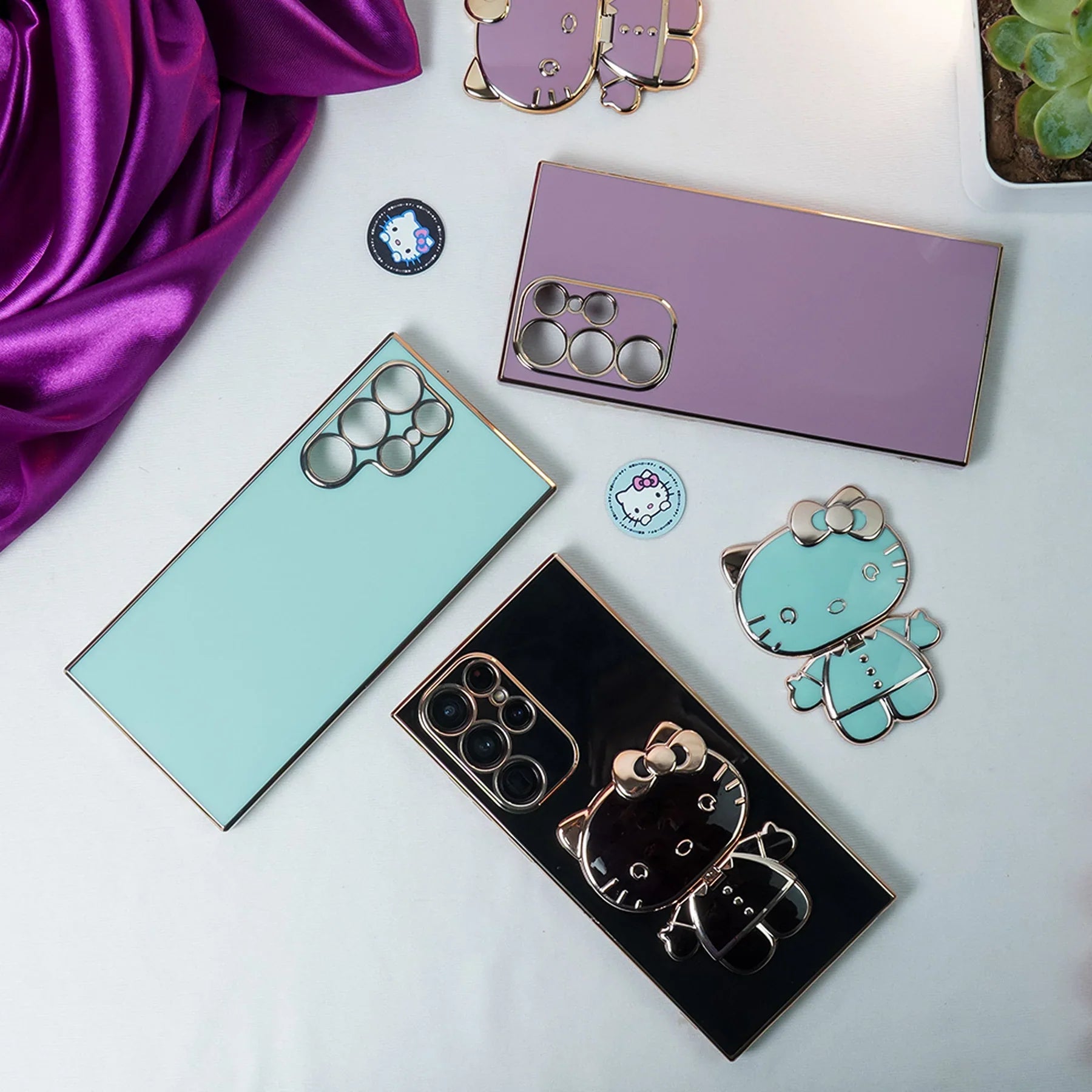 Charming Kitty Folding Mirror Stand Case -Samsung