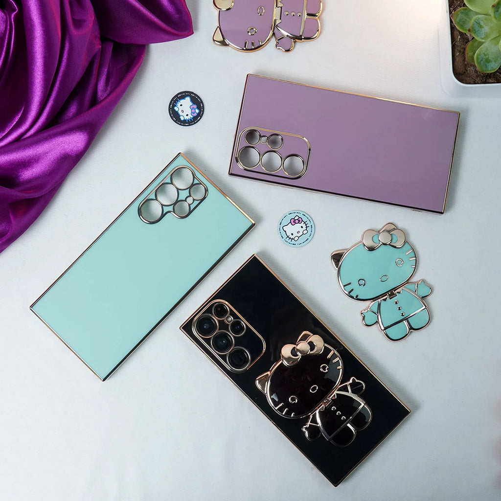 Charming Kitty Folding Mirror Stand Case -Samsung