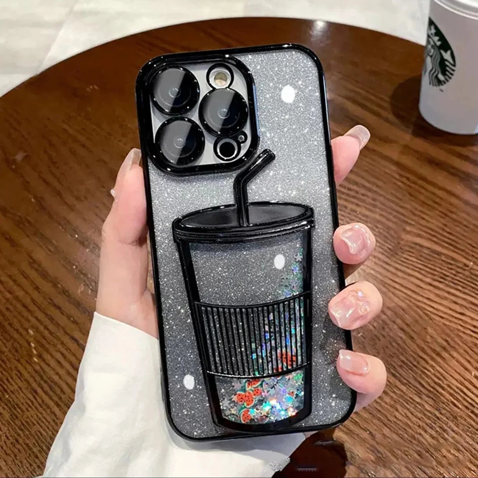 Glitter Star Drink Cup and Straw Back Case