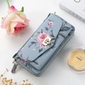 Flower Embellished Zipper Purse and Wallet Duo Case - Samsung