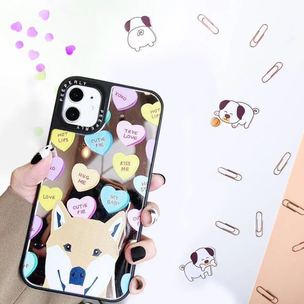 Cute Dog Print Mirror Case