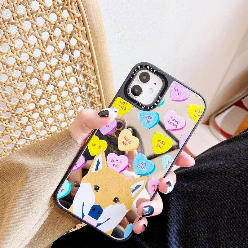 Cute Dog Print Mirror Case