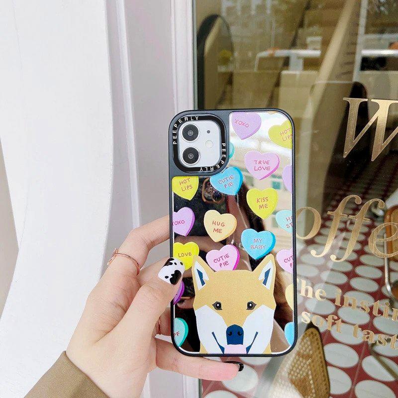 Cute Dog Print Mirror Case