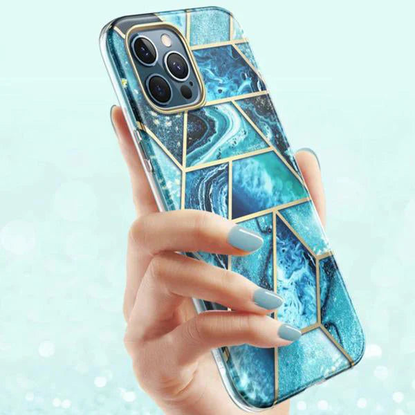 Electroplating Full Body Protector Marble Case - iPhone