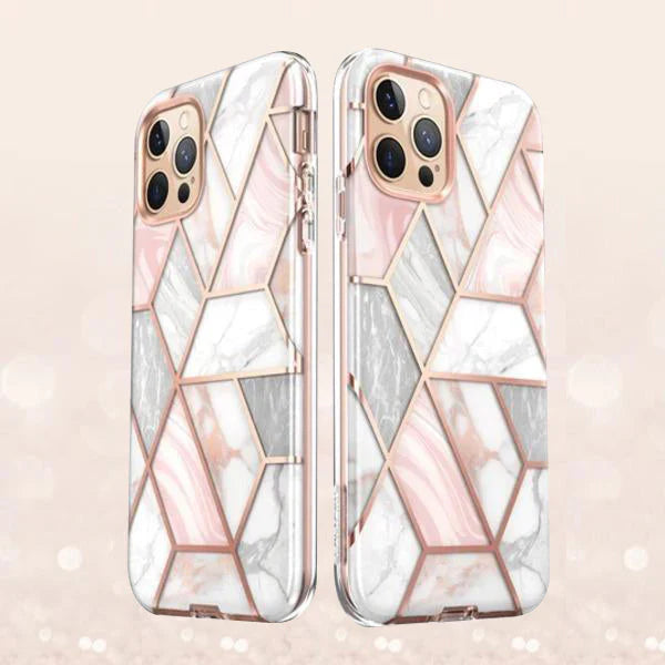 Electroplating Full Body Protector Marble Case - iPhone