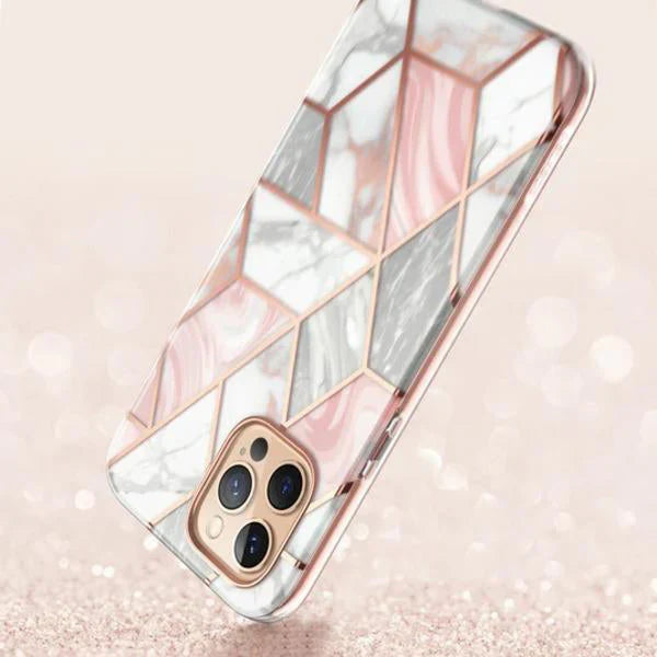 Electroplating Full Body Protector Marble Case - iPhone