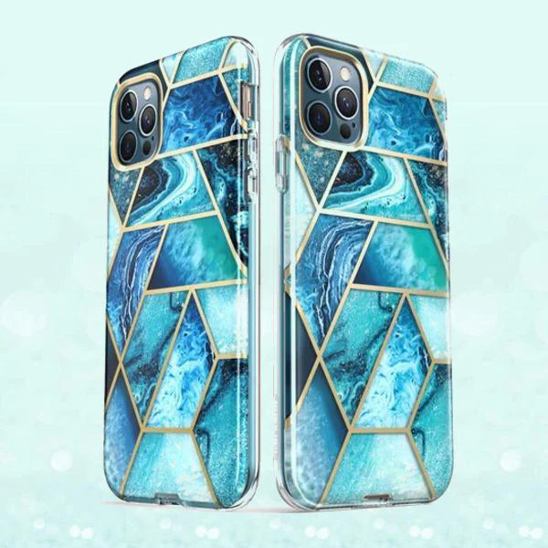 Electroplating Full Body Protector Marble Case - iPhone