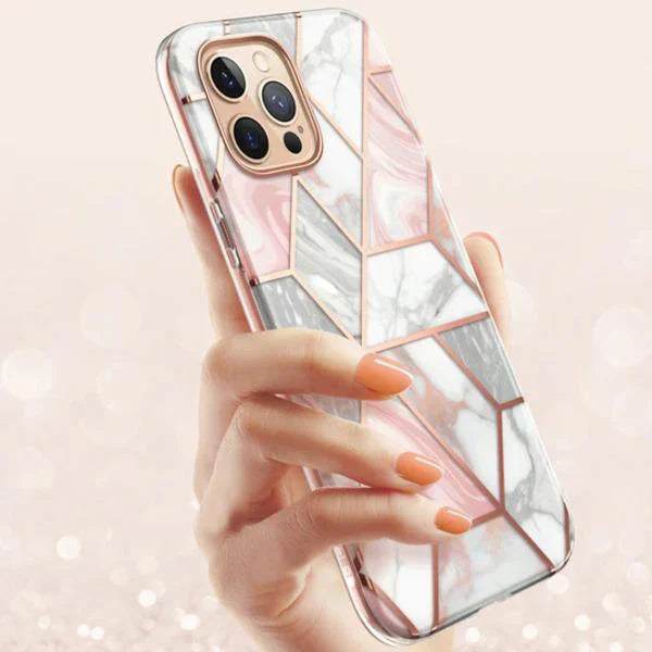 Electroplating Full Body Protector Marble Case - iPhone