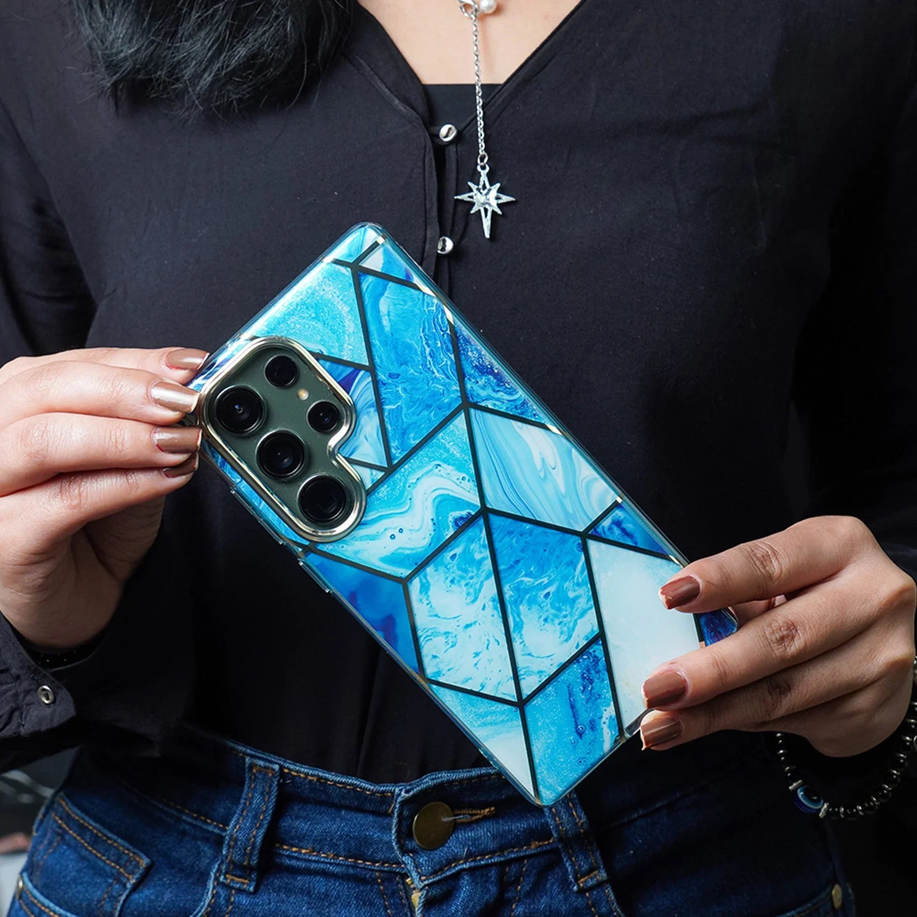 Glitter Marble Pattern Protective Case - Samsung