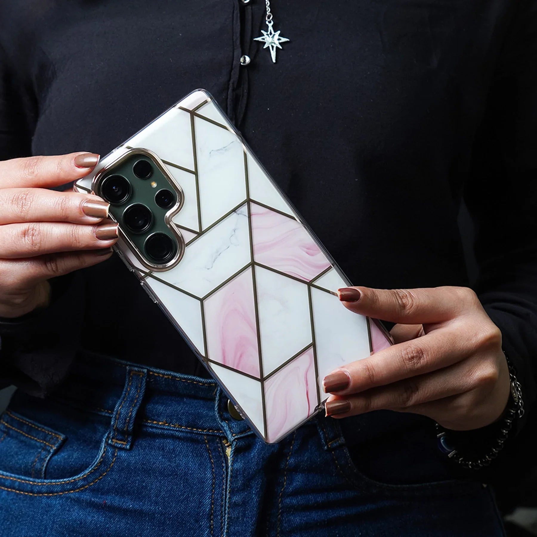 Glitter Marble Pattern Protective Case - Samsung