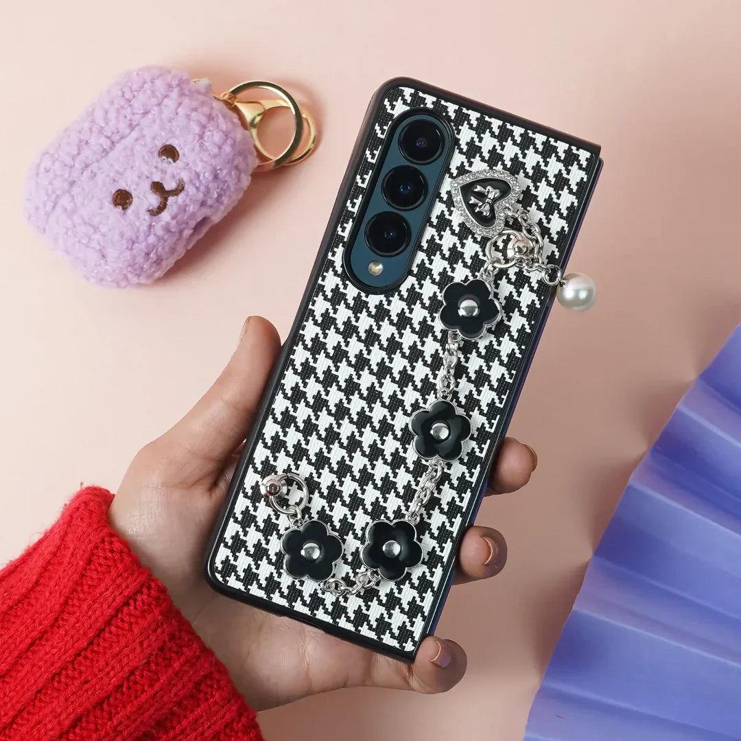 Houndstooth Pattern Case with Bracelet - Samsung