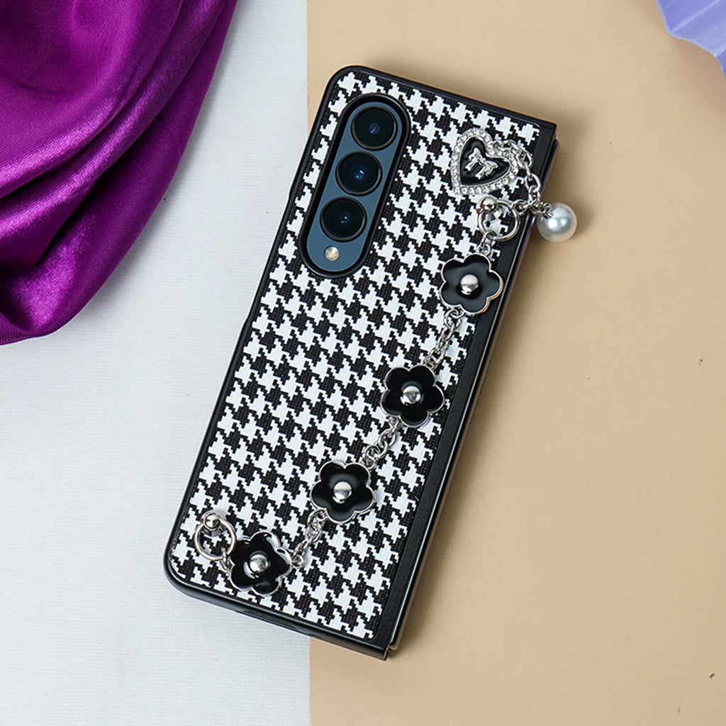 Houndstooth Pattern Case with Bracelet - Samsung
