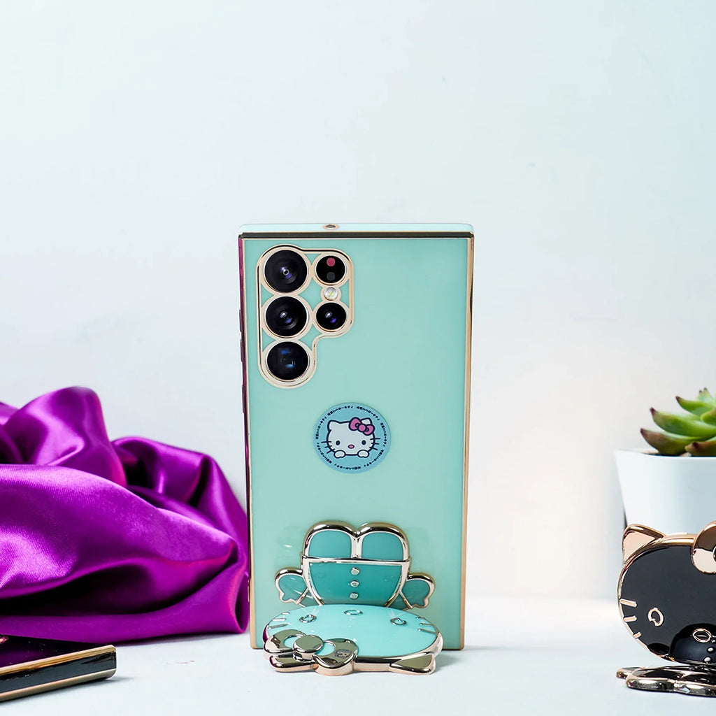 Charming Kitty Folding Mirror Stand Case -Samsung