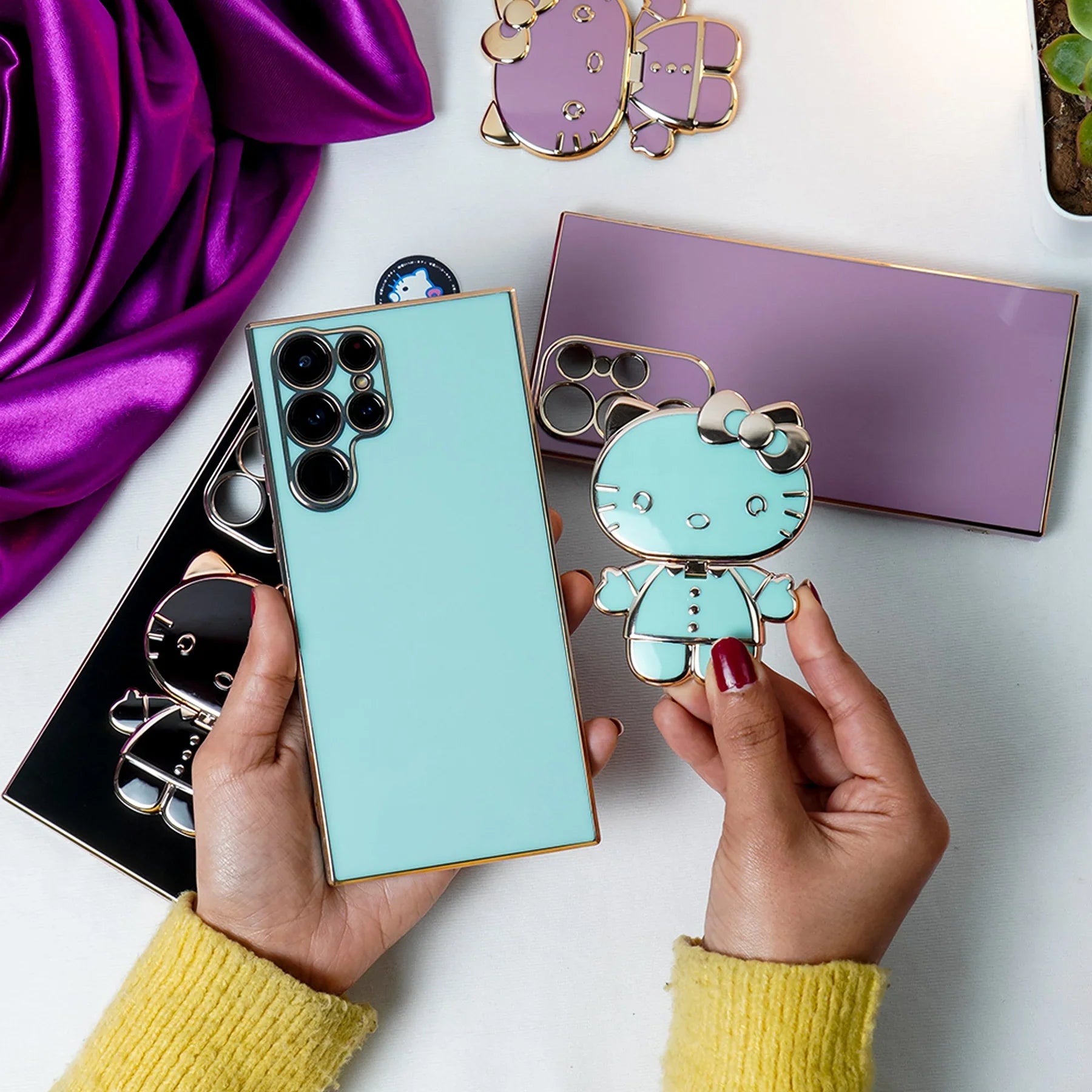 Charming Kitty Folding Mirror Stand Case -Samsung