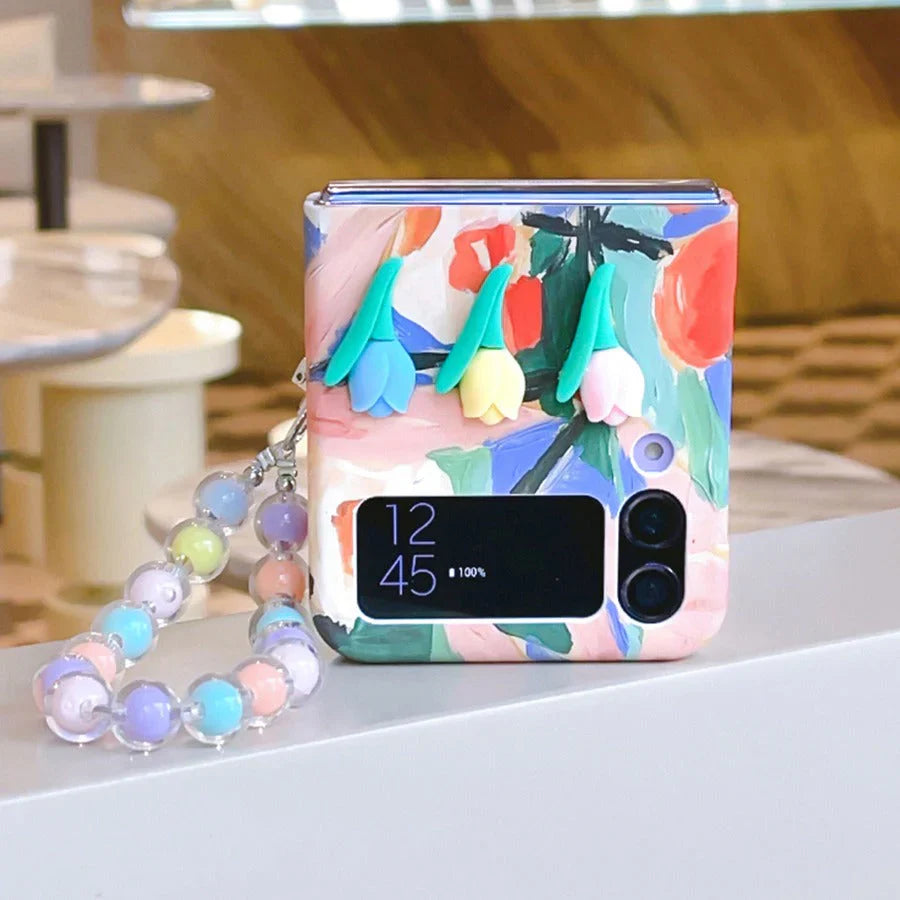 Tulip Embossed Flower Pattern Case - Samsung