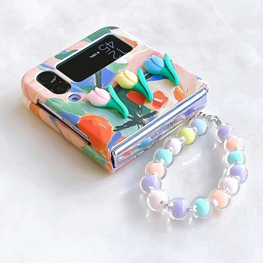 Tulip Embossed Flower Pattern Case - Samsung