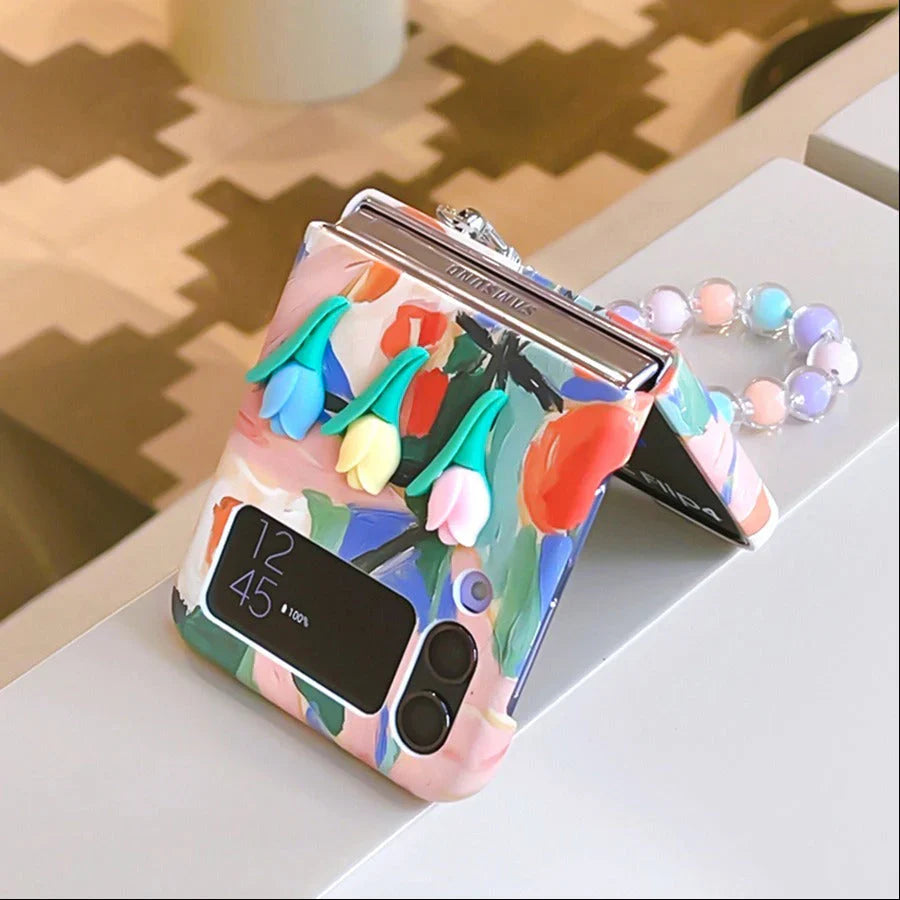 Tulip Embossed Flower Pattern Case - Samsung