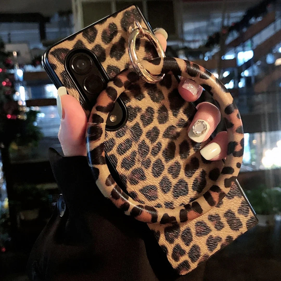 Leopard Printed Wrist Strap Bracelet Case - Samsung