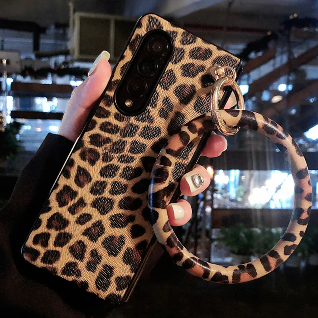 Leopard Printed Wrist Strap Bracelet Case - Samsung
