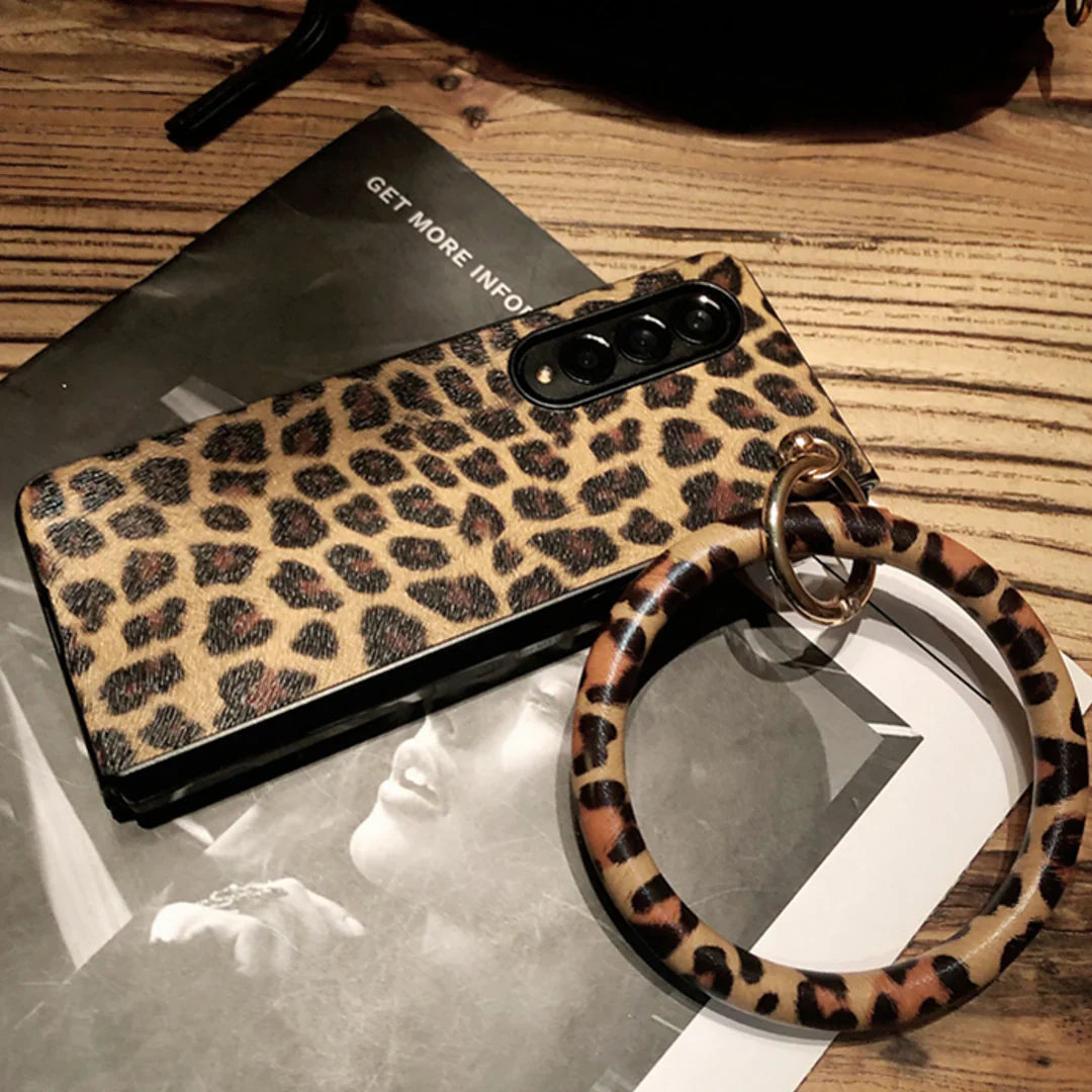 Leopard Printed Wrist Strap Bracelet Case - Samsung
