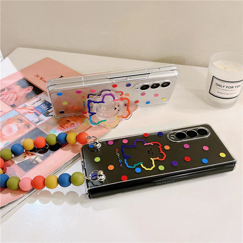 Wave Point Bear Multicolor Bracelet Case - Samsung