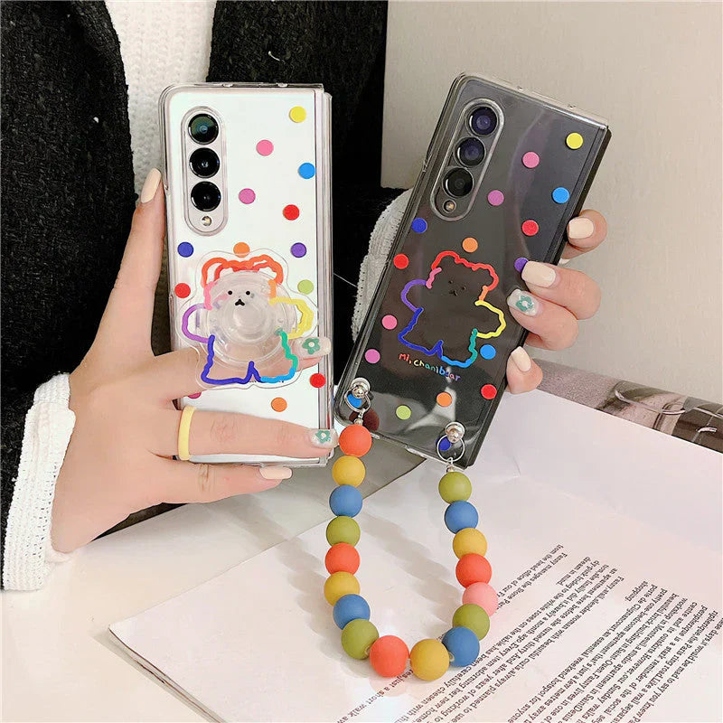Wave Point Bear Multicolor Bracelet Case - Samsung