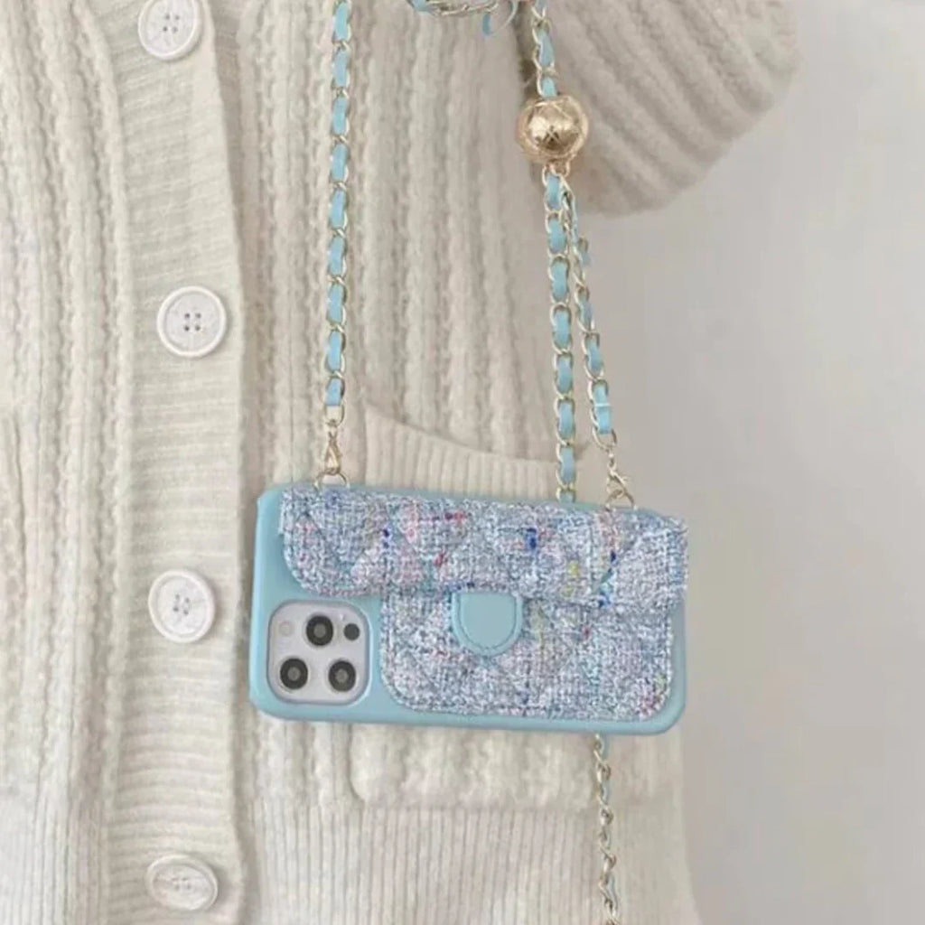 Rhombus Pattern Wallet Case With Sling