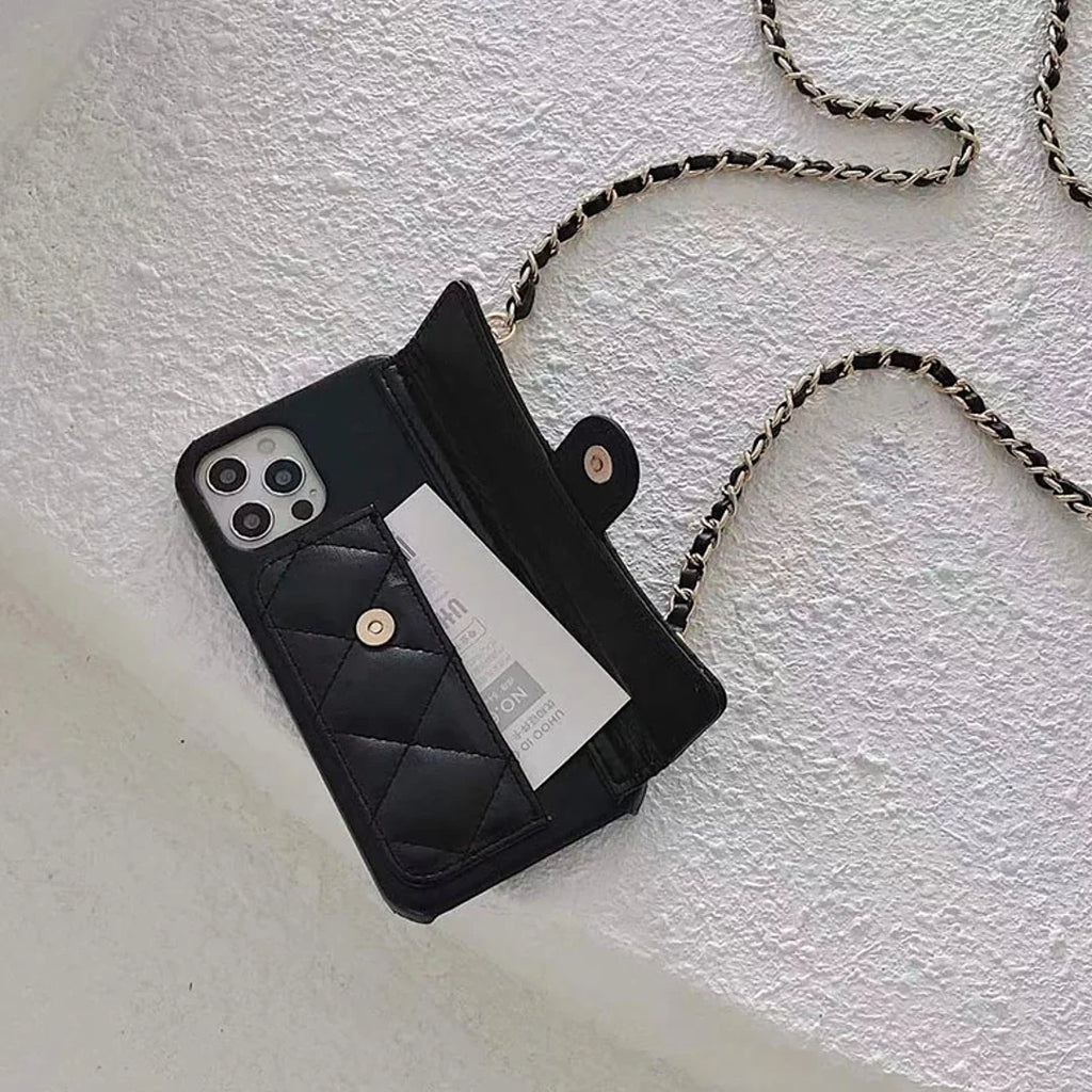 Rhombus Pattern Wallet Case With Sling