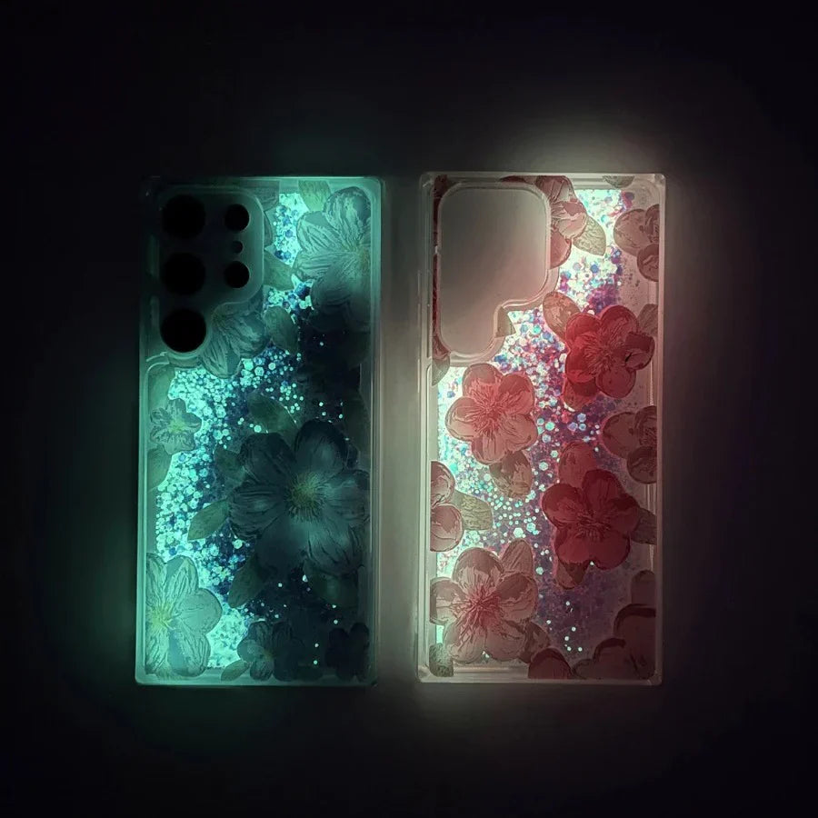Luminous Glowing Glitter Flower Case - Samsung
