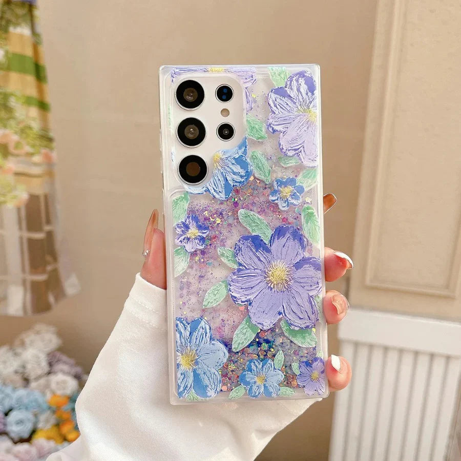 Luminous Glowing Glitter Flower Case - Samsung