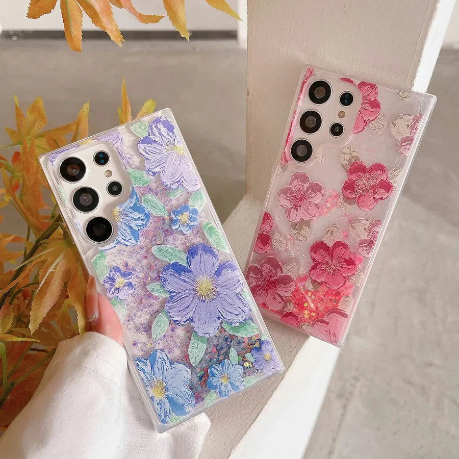 Luminous Glowing Glitter Flower Case - Samsung