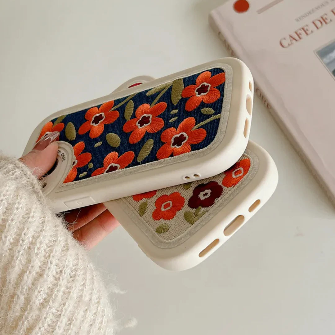 Cozy Embroidered Flower Phone Case