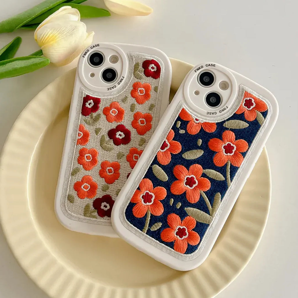 Cozy Embroidered Flower Phone Case