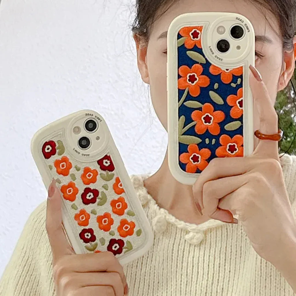 Cozy Embroidered Flower Phone Case