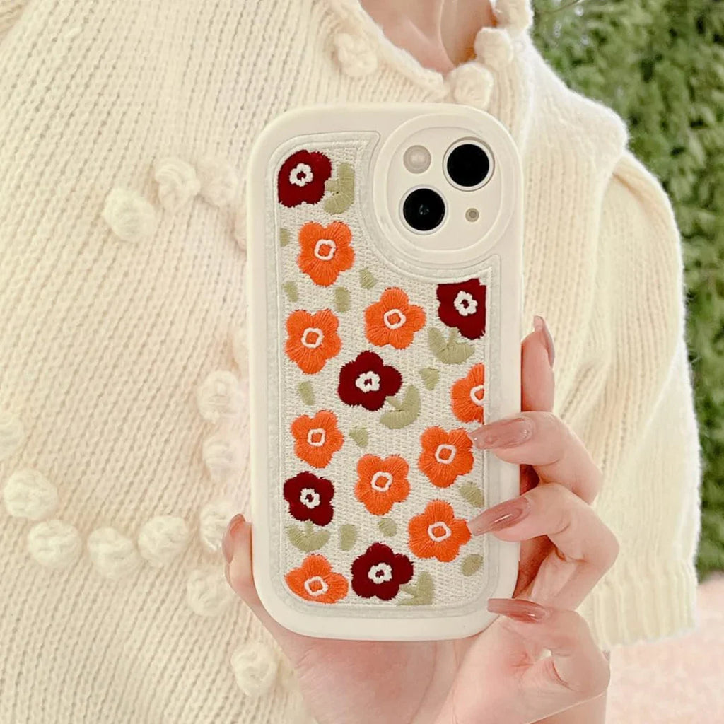 Cozy Embroidered Flower Phone Case