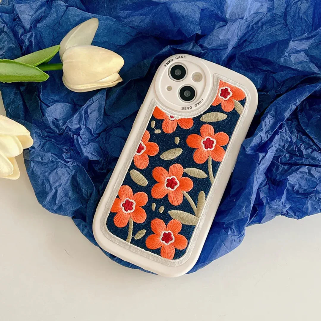 Cozy Embroidered Flower Phone Case