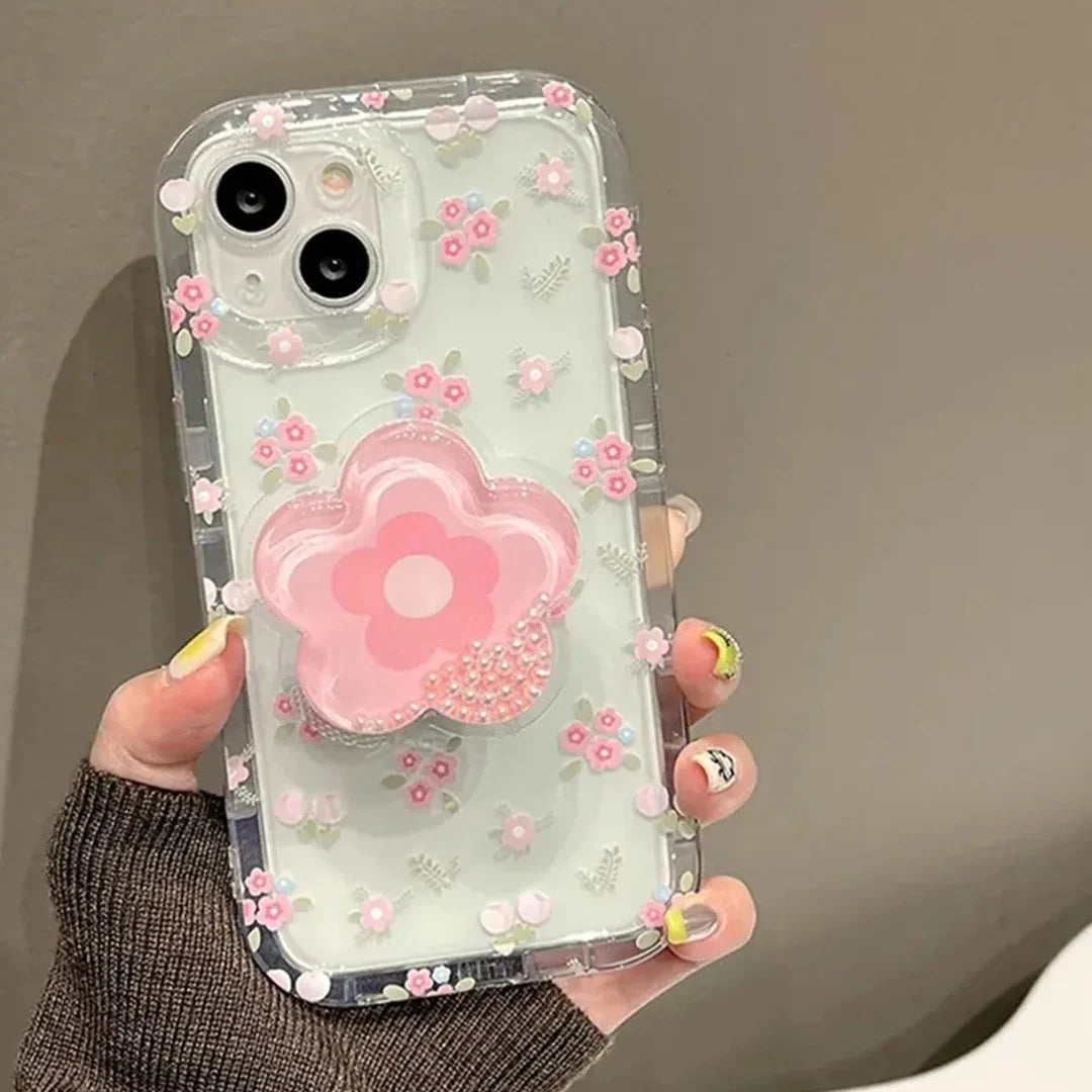 Cute Korean Floral Phone Gripper Case