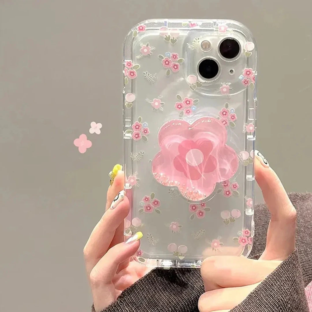 Cute Korean Floral Phone Gripper Case