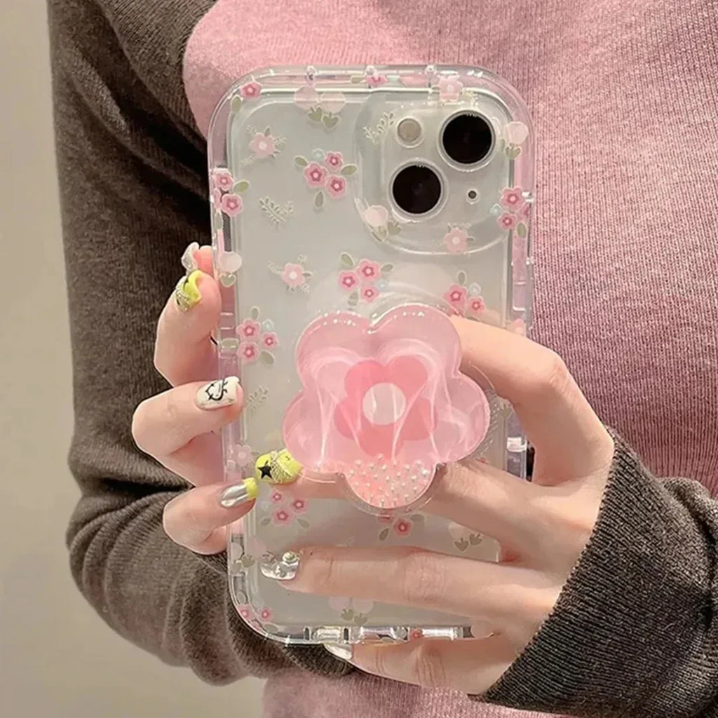 Cute Korean Floral Phone Gripper Case