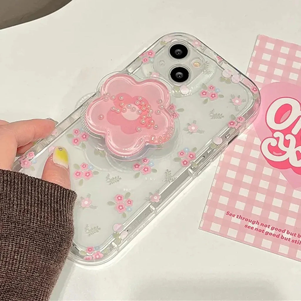 Cute Korean Floral Phone Gripper Case