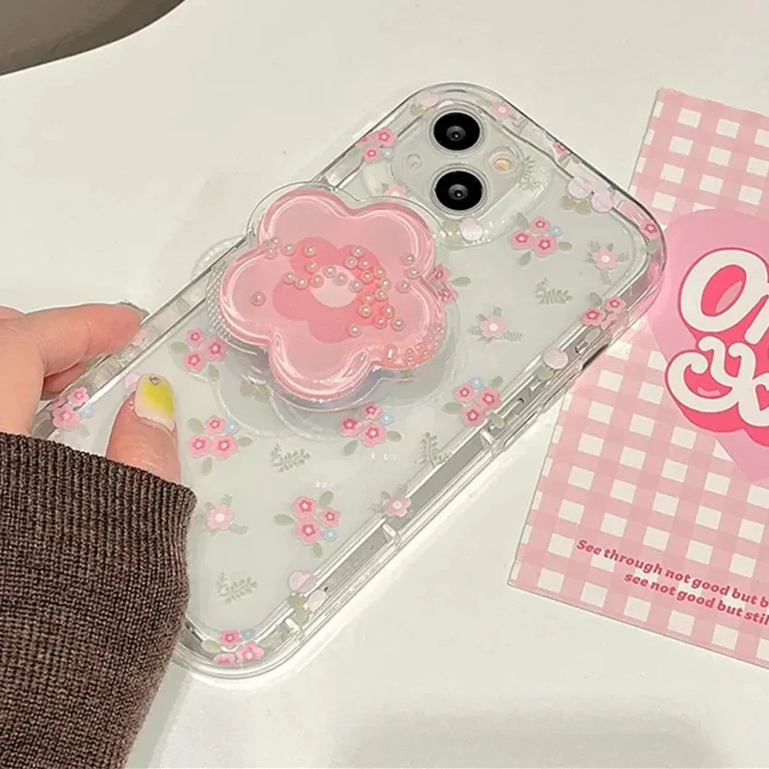 Cute Korean Floral Phone Gripper Case