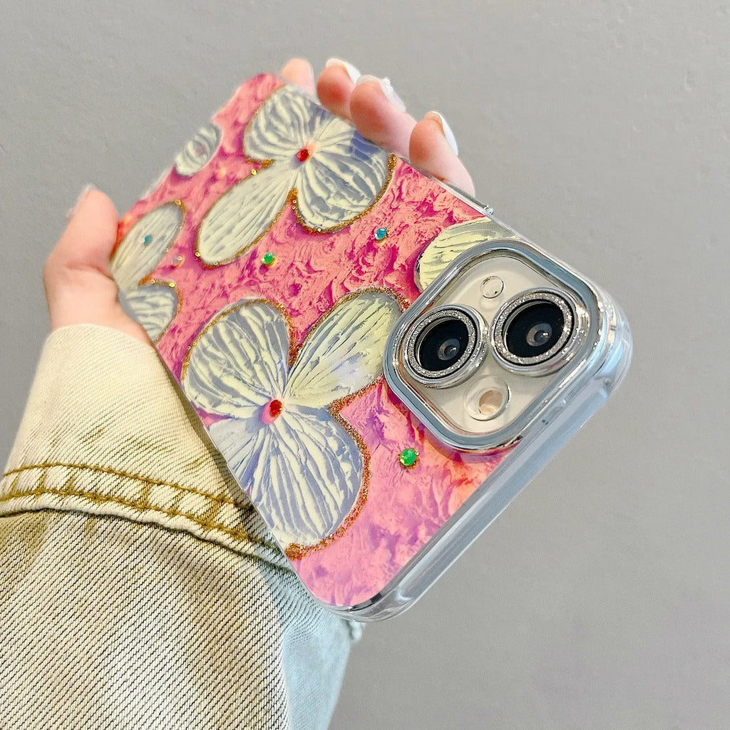 Rhinestone Flower Canvas Phone Case