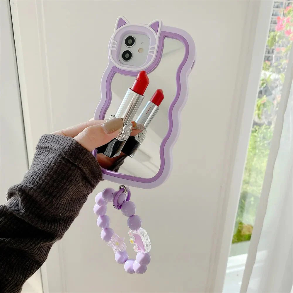 Cute Cat Mirror Bracelet Phone Case