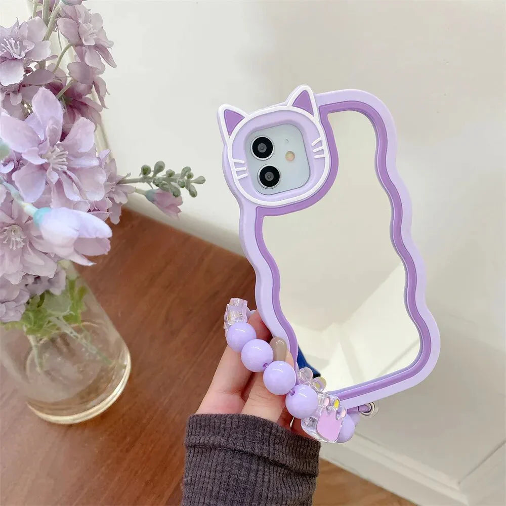 Cute Cat Mirror Bracelet Phone Case