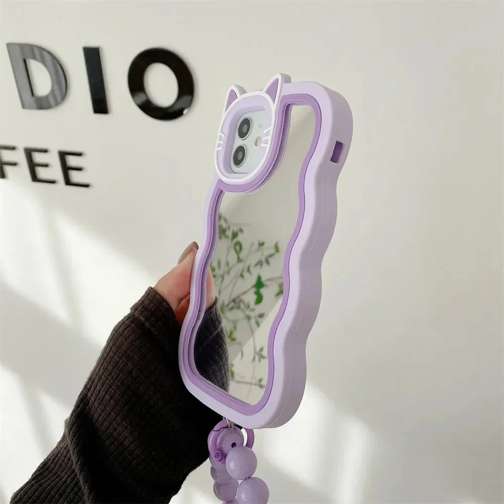 Cute Cat Mirror Bracelet Phone Case